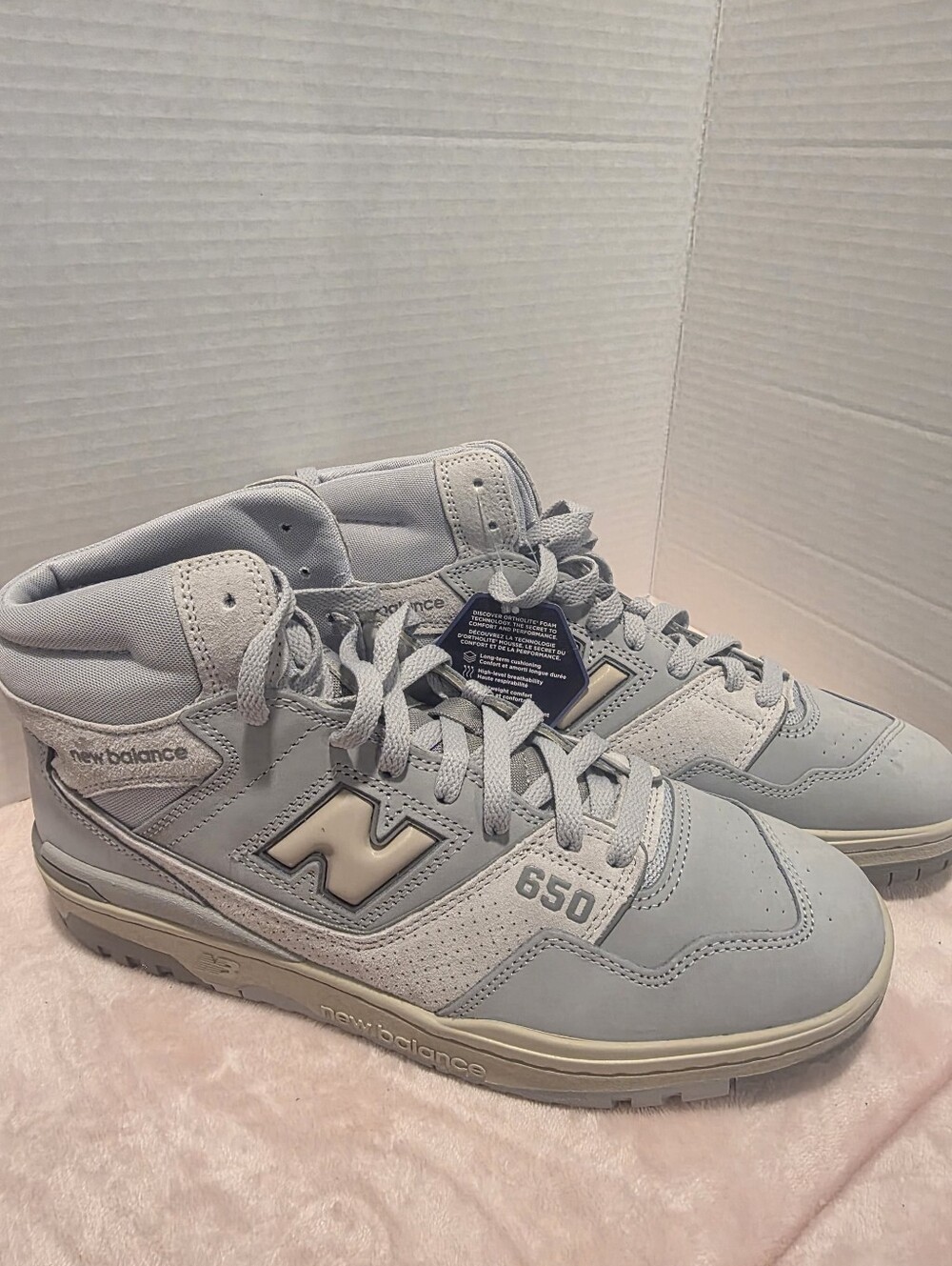 New Balance Men Light Gray 650 High-Top Sneakers